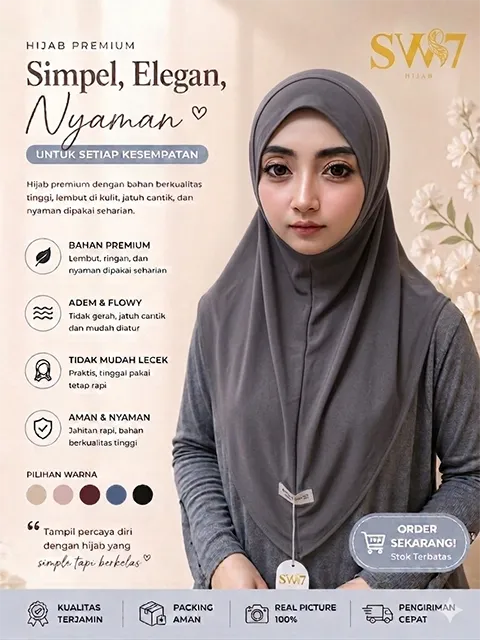 SW7 - Hijab Instan Bergo Simple Bahan Viscose Rayon